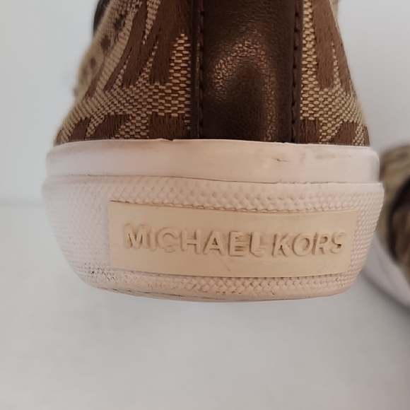 Michael Kors Tan and Brown Logo Slip-On Loafers - Picture 5 of 9